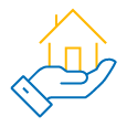 Hogar-Conectado Icono de una mano cargando una casa