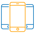 icono-de-dispositivos-moviles Icon azul y naranja de dispositivos moviles